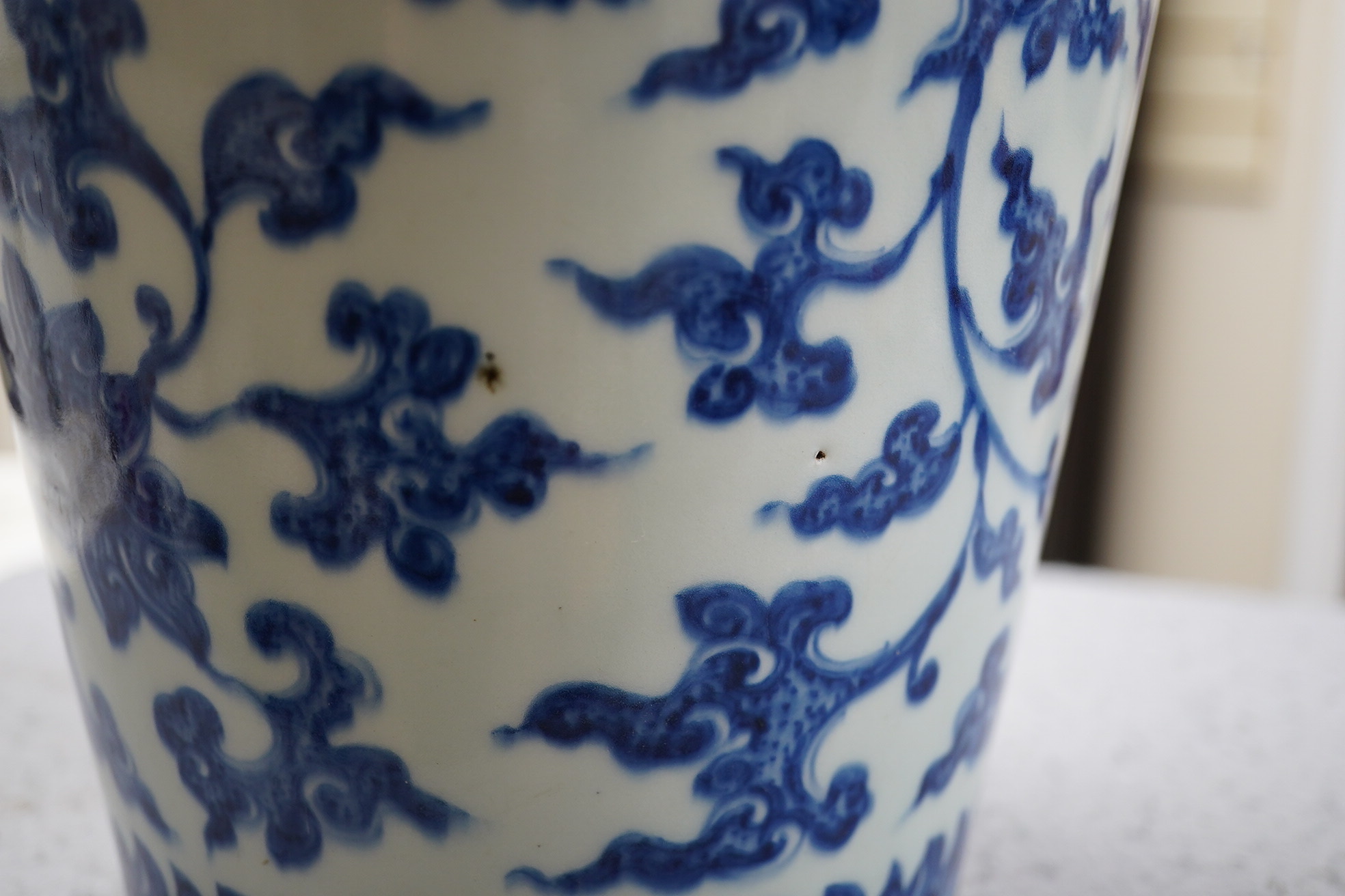 A large Chinese blue and white 'lotus' vase, late Qing dynasty